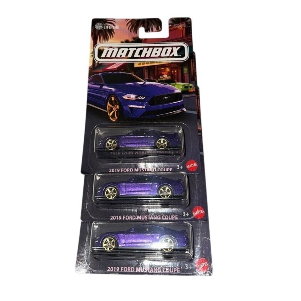 Matchbox 2019 Ford Mustang‎ Coupe Purple Coffee Cruisers 02/05 Lot of 3 Mattel